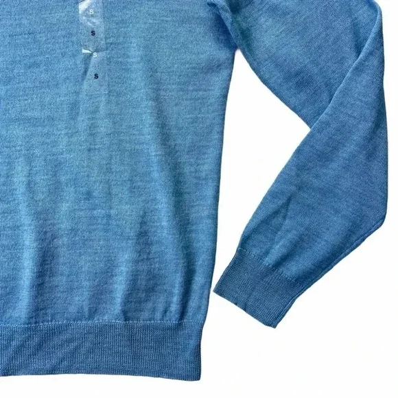 Club Room Blue Merino Wool Blend 1/4 Zip Mens Sweater - Picture 3 of 8